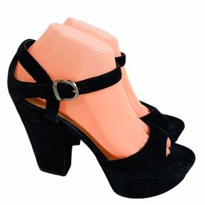 via spiga black suede platform heels size 8